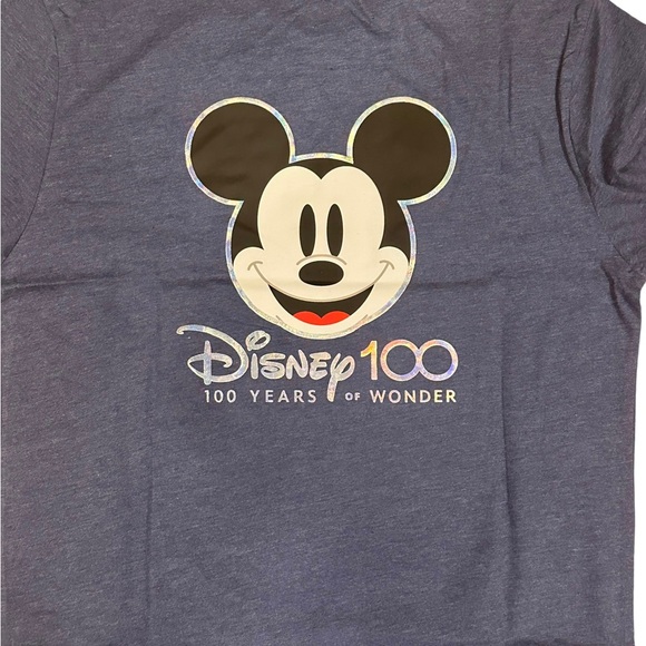 Disney 100th anniversary adult size small 2 sided graphic T-shirt BluishGrey NWT - Picture 3 of 9